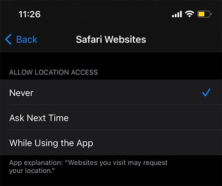 iOSのSafariでカメラ・マイク・位置情報へのアクセスをブロックする方法