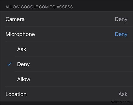 iOSのSafariでカメラ・マイク・位置情報へのアクセスをブロックする方法