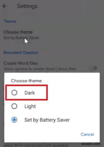 AndroidでGoogleドキュメントのダークモードを有効にする方法