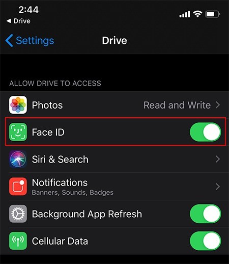 iOS版GoogleドライブアプリにFace ID認証を追加する方法