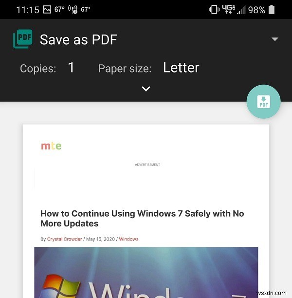 Android版ChromeでWebページをPDFとして保存する方法