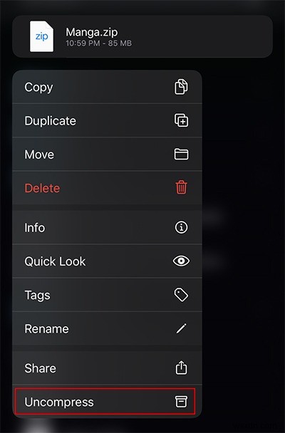 iOSの「ファイル」アプリでファイルをZIP圧縮・解凍する方法