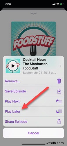 iOSのポッドキャストアプリで再生キュー(プレイリスト)を作成する方法