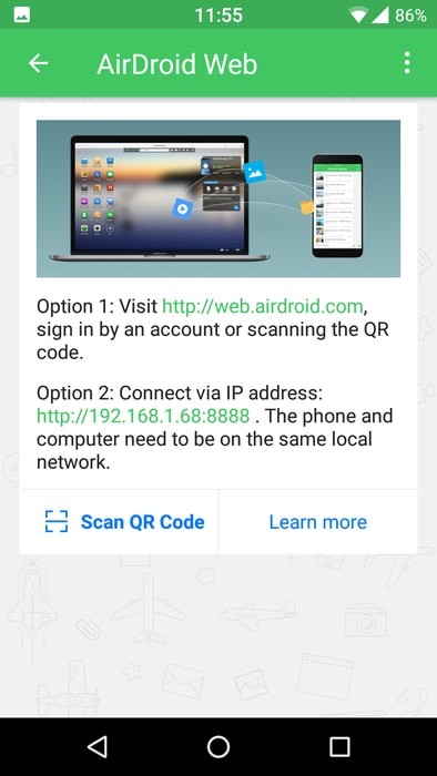 AirDroidを使ってAndroidスマートフォンをLinuxに接続する方法