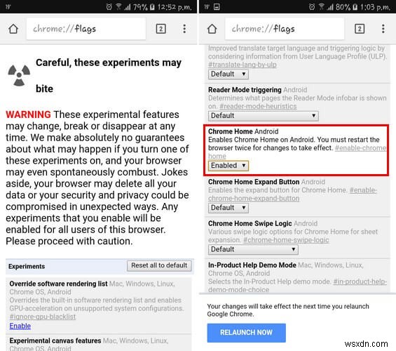 AndroidでChromeのアドレスバーを画面下部に移動する方法