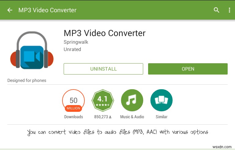 「MP3 Video Converter」でAndroidの動画を音声ファイル（MP3/AAC）に変換する方法