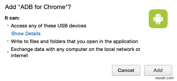 ChromeからAndroidデバイスへADBコマンドを簡単に送信する方法
