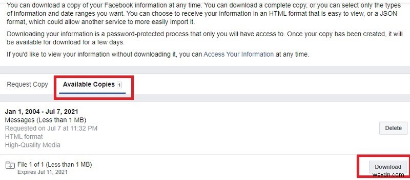 Facebookのチャット履歴をダウンロードして保存する方法