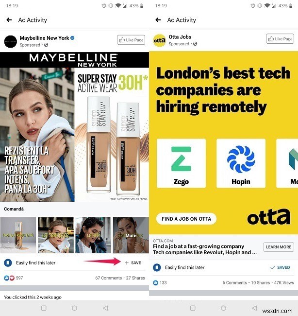 FacebookとInstagramで最近見た広告の履歴を確認する方法