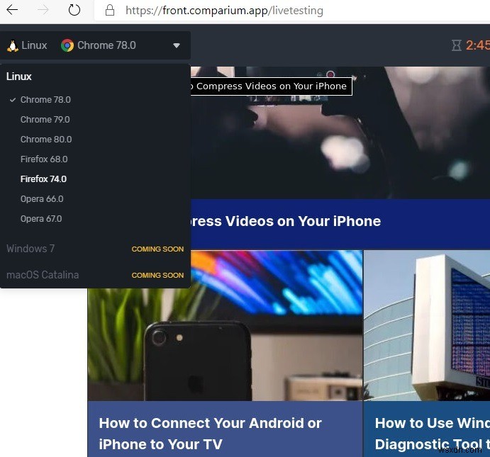 Compariumなら複数ブラウザでのWebサイト表示テストがかんたんにできる