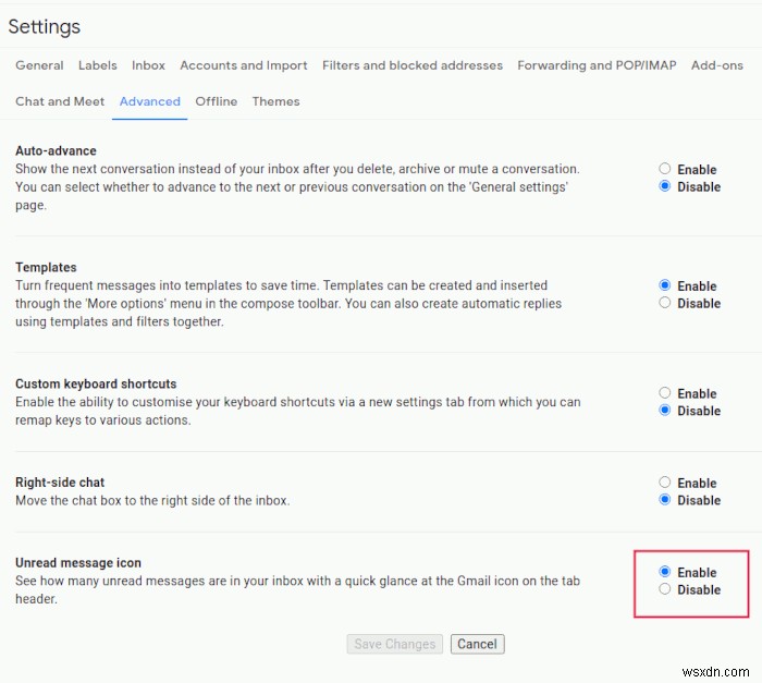Gmailのファビコンに未読件数を表示する設定方法