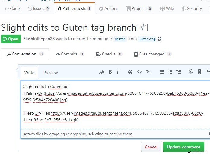 GitHubのプルリクエストにスクリーンショットやアニメーションGIFを追加する方法