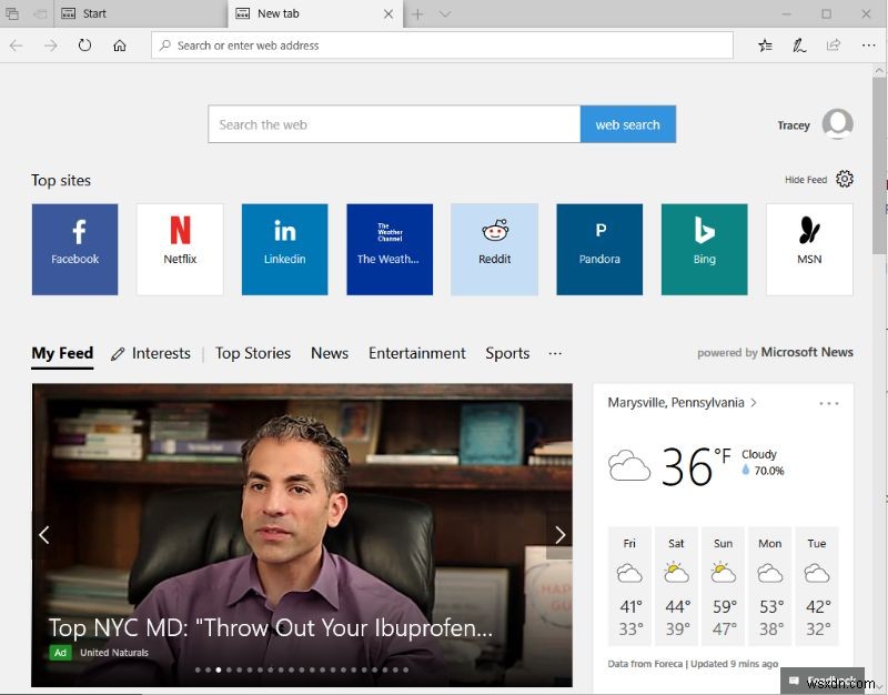 Microsoft Edgeのスタートページ・新しいタブのニュース記事を非表示にする方法