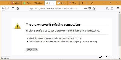 Firefoxで「プロキシサーバーが接続を拒否しています」エラーが出たときの対処法