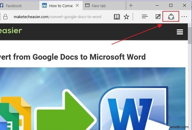 Windows 10でMicrosoft Edgeを使ってWebコンテンツを共有する方法
