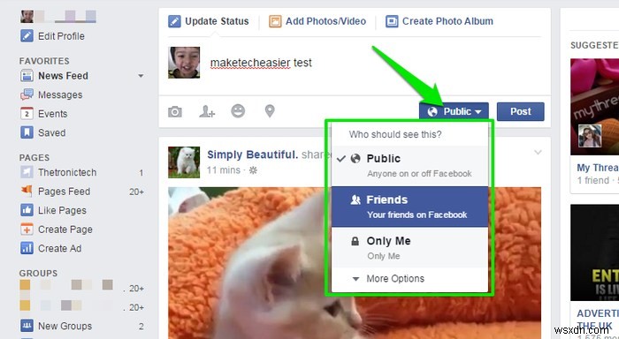 Facebookの投稿(ステータス)を特定の人だけに公開する方法