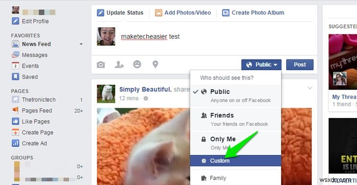 Facebookの投稿(ステータス)を特定の人だけに公開する方法