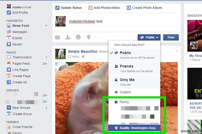 Facebookの投稿(ステータス)を特定の人だけに公開する方法