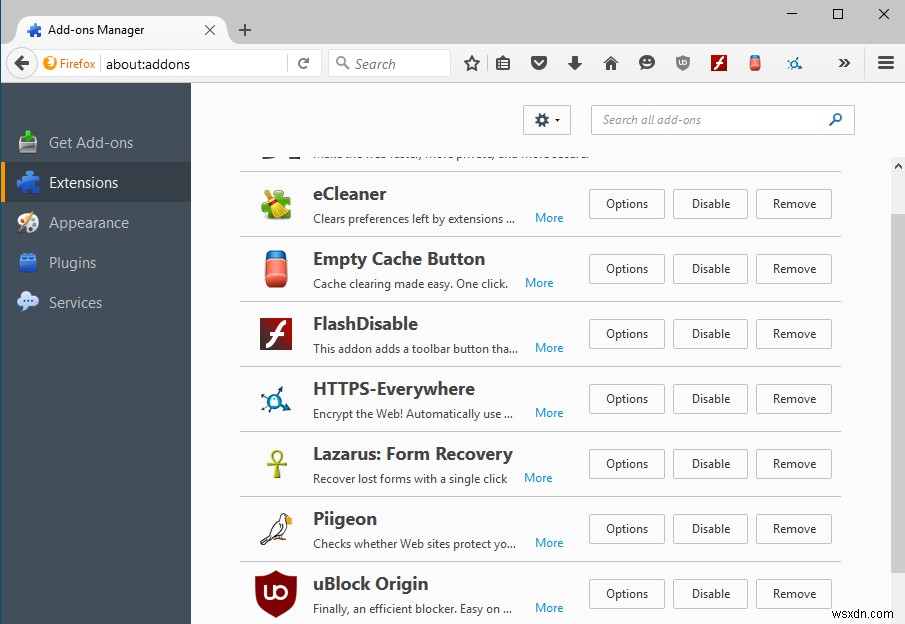 Firefoxから厄介なツールバーを完全に削除する方法