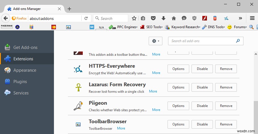 Firefoxから厄介なツールバーを完全に削除する方法