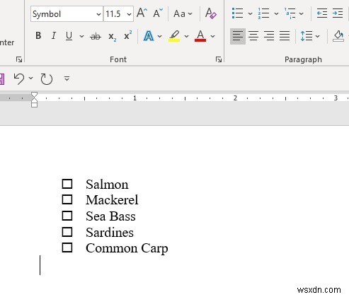 Microsoft Wordでチェックマークと四角い箇条書きを追加する方法