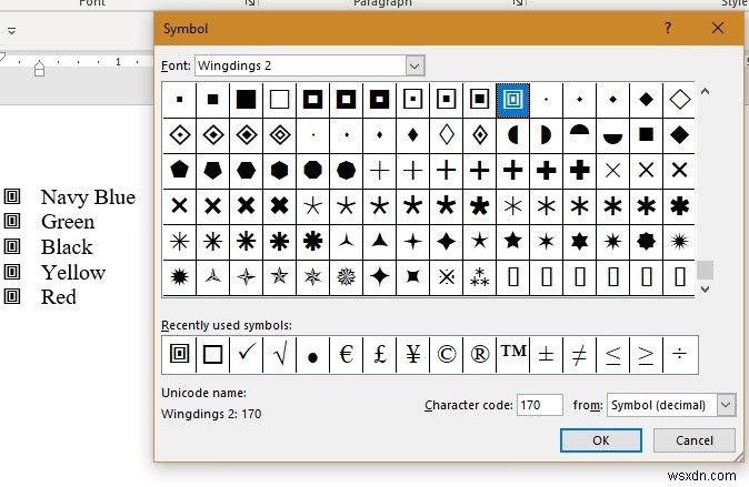 Microsoft Wordでチェックマークと四角い箇条書きを追加する方法