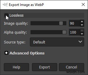 GIMPで画像をWebP形式に書き出す方法