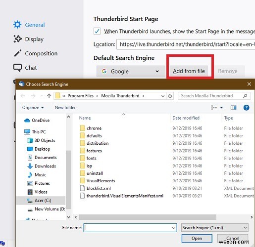Thunderbirdにカスタム検索エンジンを追加する方法(Google・DuckDuckGo対応)