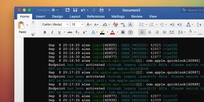 カラー表示のターミナルコードをMicrosoft Wordに挿入する方法