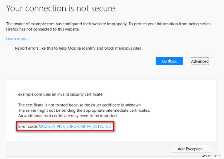Firefoxで「MOZILLA_PKIX_ERROR_MITM_DETECTED」エラーが出たときの解決方法