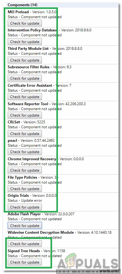 Chromeで「コンポーネントが更新されていません」エラーを修正する方法