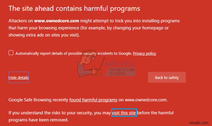 Chromeで「先のサイトに有害なプログラムが含まれています」と表示される時の対処法