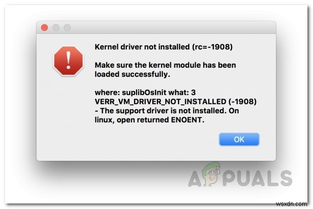 MacでVirtualBoxの「Kernel driver not installed(rc=-1908)」エラーを解決する方法