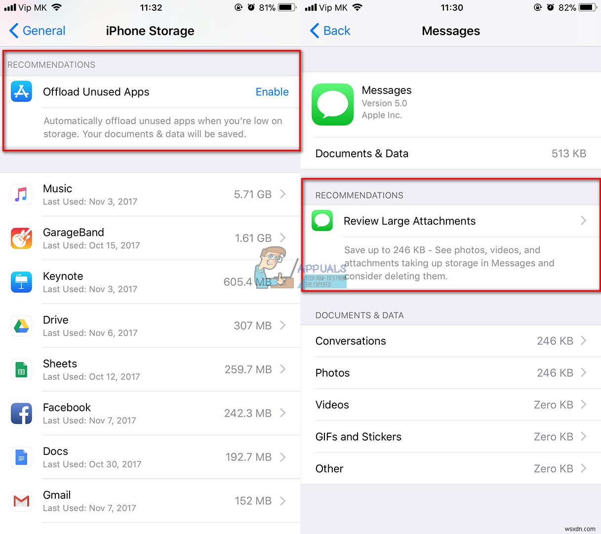 iOS 11でiPhoneのメッセージから「書類とデータ」を削除してストレージを空ける方法