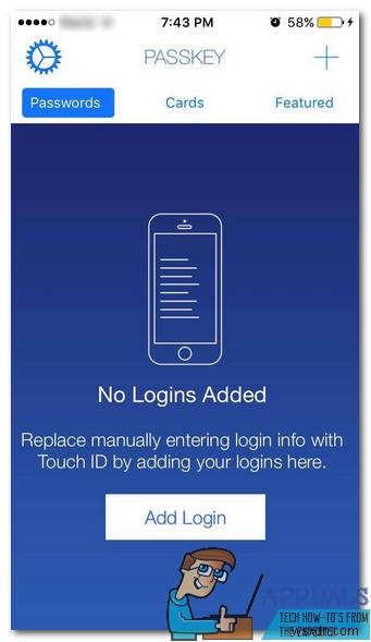 指紋ログイン：iOS用PassKeyパスワードマネージャー