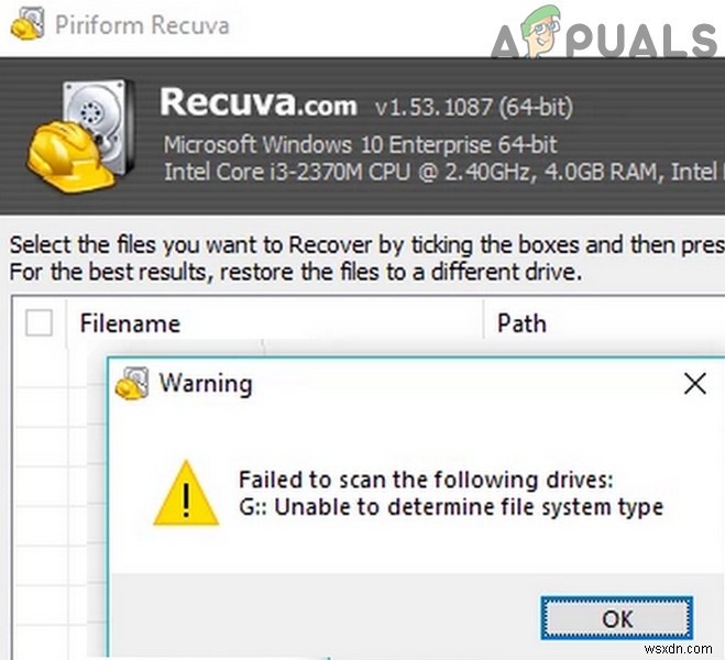 【解決法】Recuvaで「ファイルシステムの種類を判別できません」エラーが出たときの対処手順