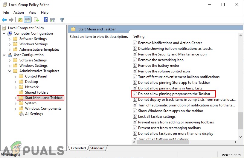 【Windows】ユーザーがプログラムをタスクバーにピン留めできないようにする2つの方法