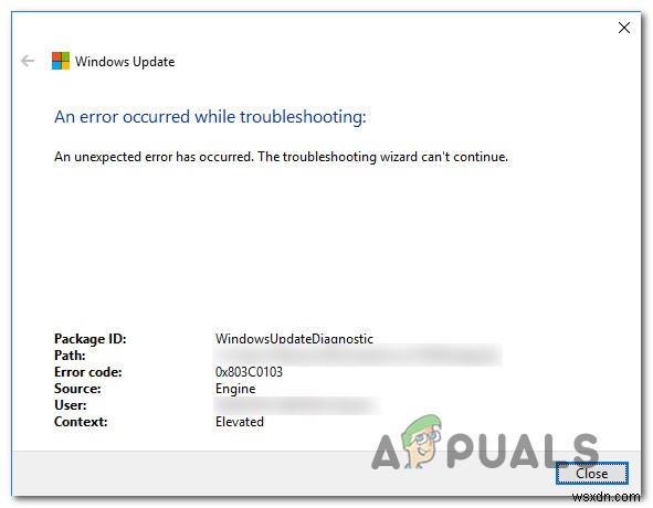 Windows Updateトラブルシューター実行時の0x803c0103エラーを修正する方法