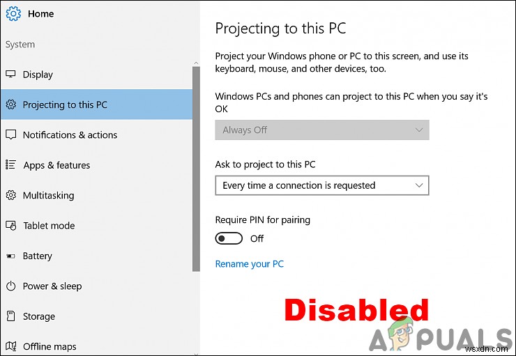 Windows 10で「このPCへの投影」機能を有効または無効にする方法
