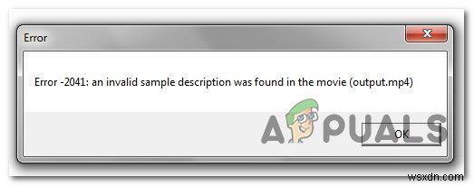 QuickTimeの「エラー-2041:無効なサンプル記述が見つかりました」を解決する方法