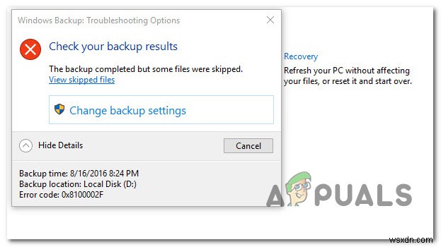 Windowsバックアップエラー0x8100002Fの原因と対処法【Windows 7/10対応】