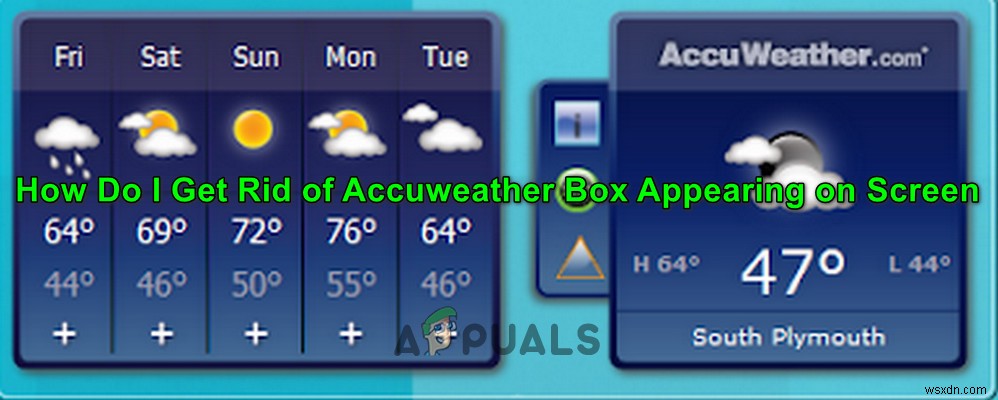 画面に表示されるAccuWeatherの通知ボックスを消す方法