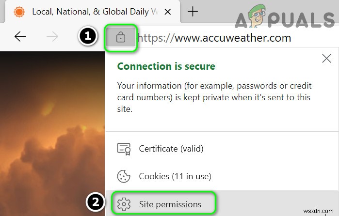 画面に表示されるAccuWeatherの通知ボックスを消す方法