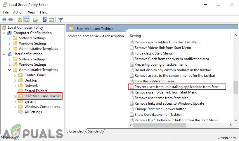 Windows 10でユーザーがスタートメニューからアプリをアンインストールできないようにする方法