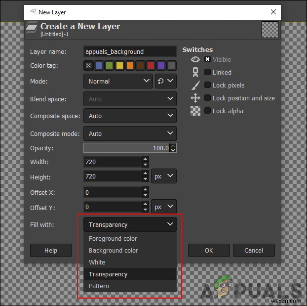 GIMPで新規画像の背景をデフォルトで透明にする設定方法