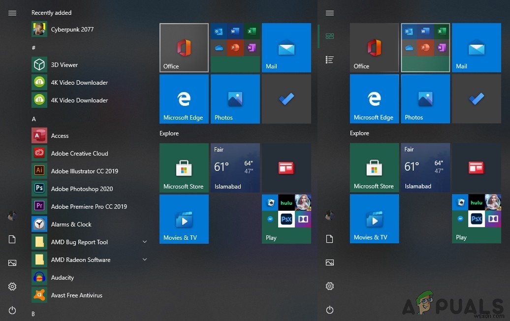 Windows 10のスタートメニューで「すべてのアプリ」リストを表示・非表示にする方法