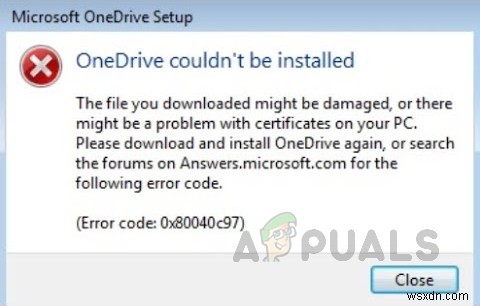 Windows 10でOneDriveインストールエラーコード0x80040c97を修正する方法