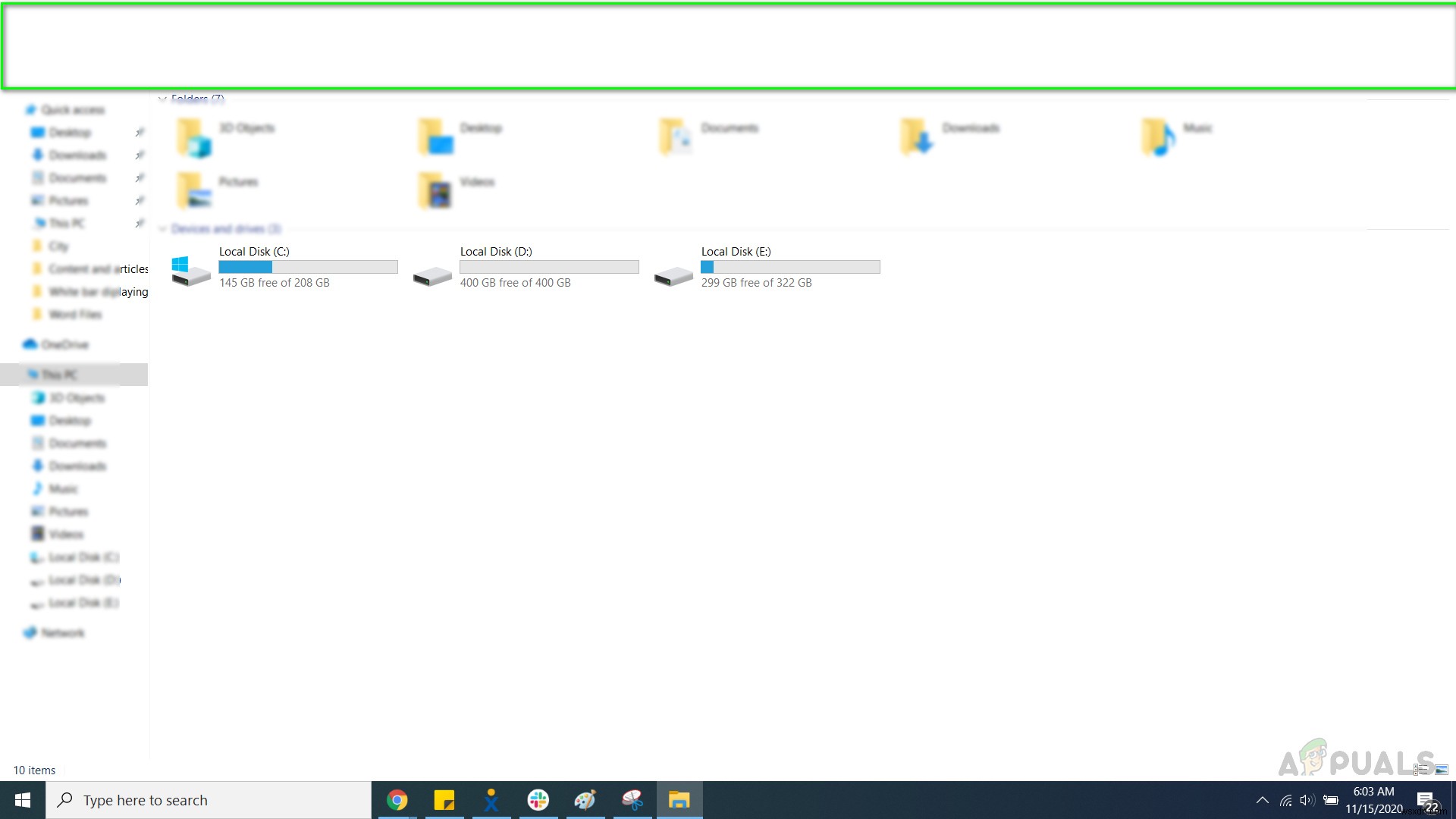 【解決法】Windowsエクスプローラーの上部に表示される白いバーを直す3つの方法