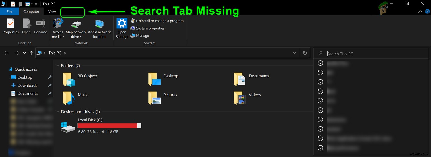 【解決】Windows 10（1909以降）のエクスプローラーに[検索]タブが表示されないときの対処法