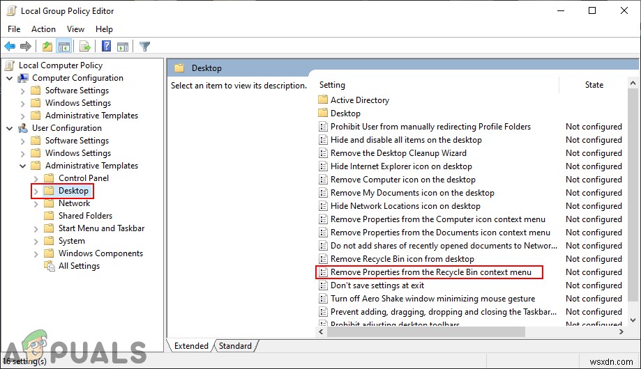 Windowsでごみ箱のコンテキストメニューから「プロパティ」を削除・無効化する方法